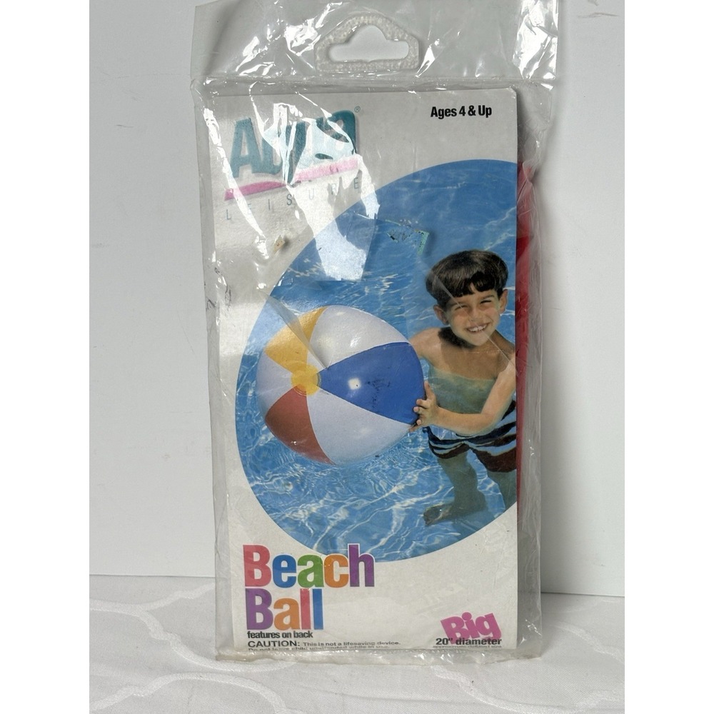 Vintage Beach Ball Aqua Leisure 1997 Retro Pool Toy Float 20" New Old Stock NOS